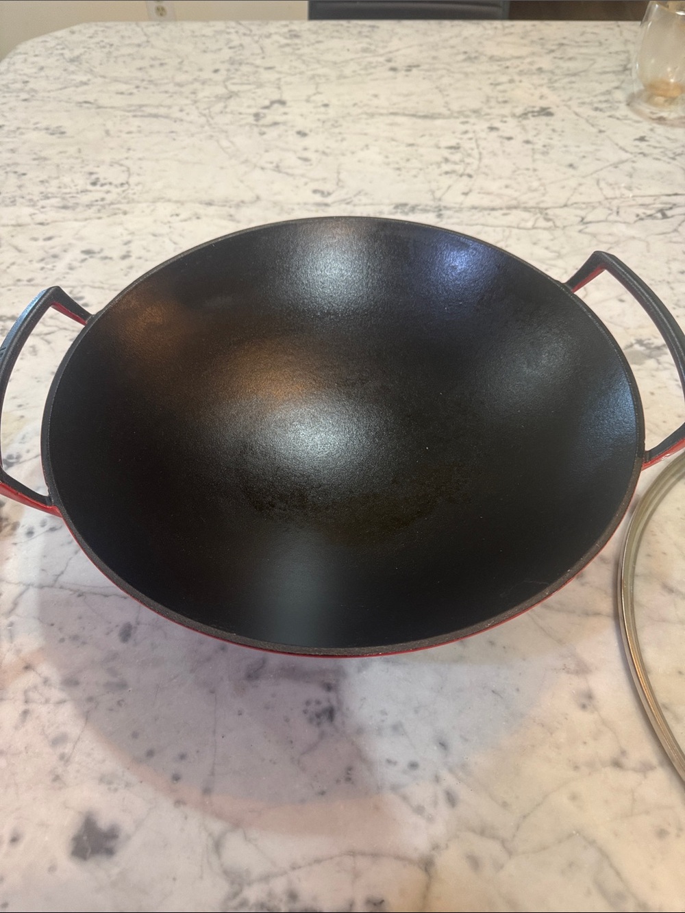 Le Creuset Red Cast Iron Wok